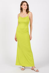 Lime Ribbed Fitted Maxi Dress