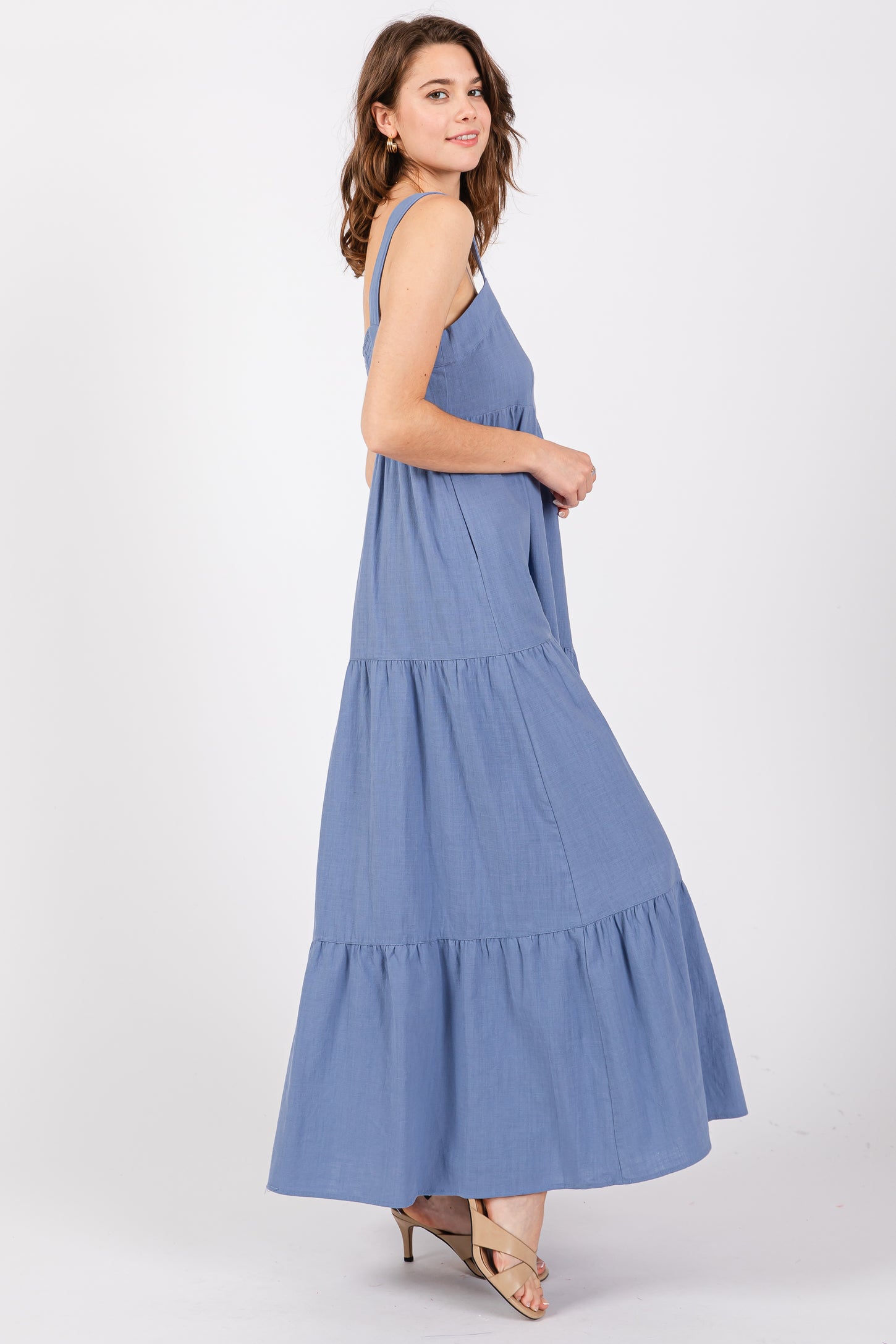 Blue Tiered Maxi Dress – PinkBlush