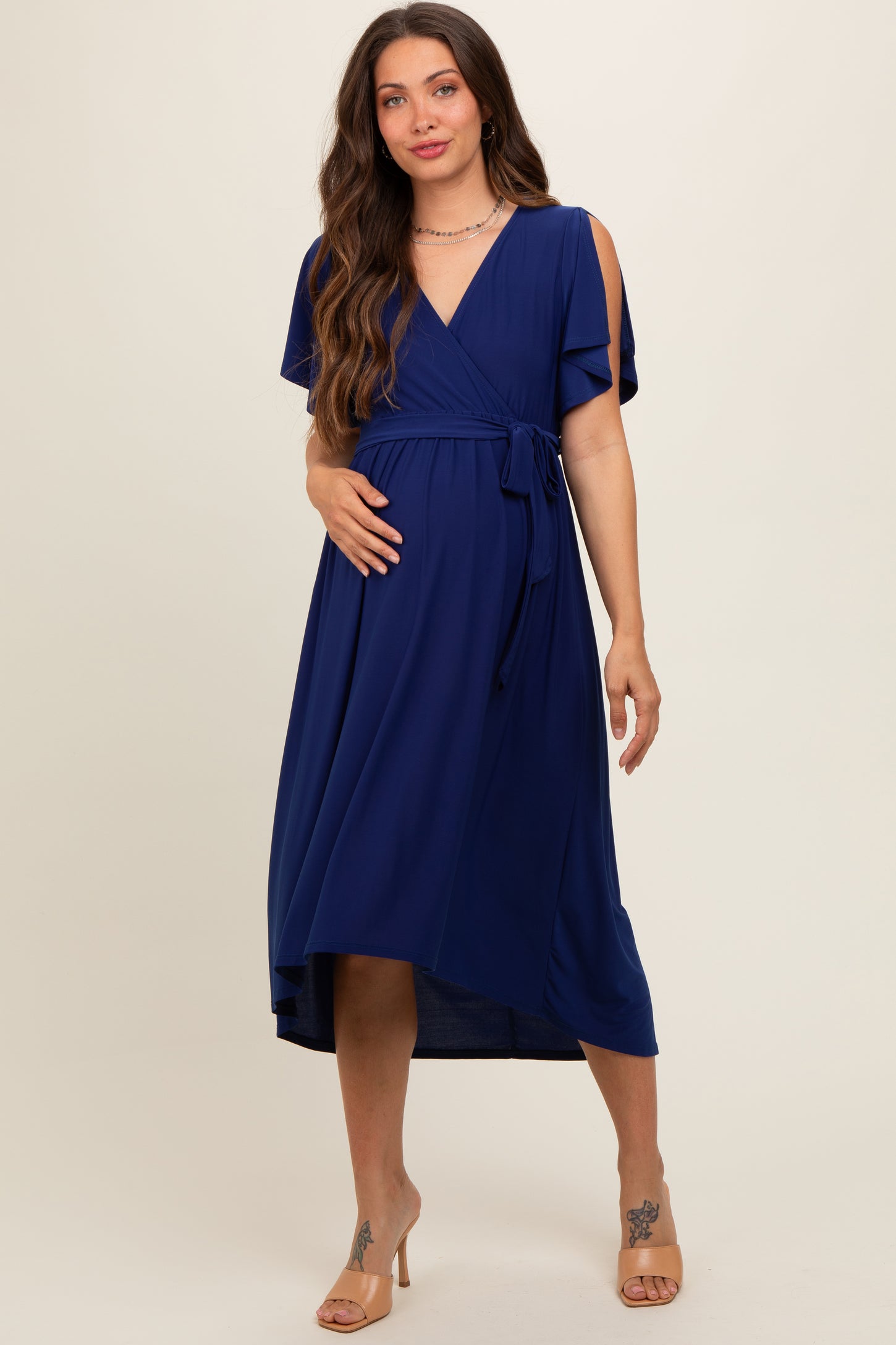 navy blue nursing dress Ripe Maternity Women's Noa Rib Knit Nursing Dress