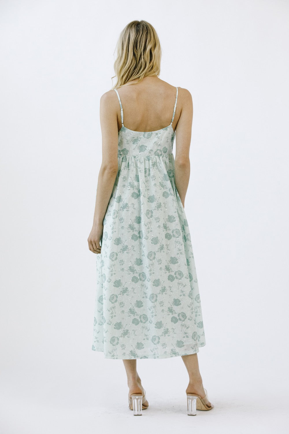Mint Green Floral Eyelet V-Neck Midi Dress PinkBlush Mint Green Floral Eyelet V-Neck Midi Dress PinkBlush