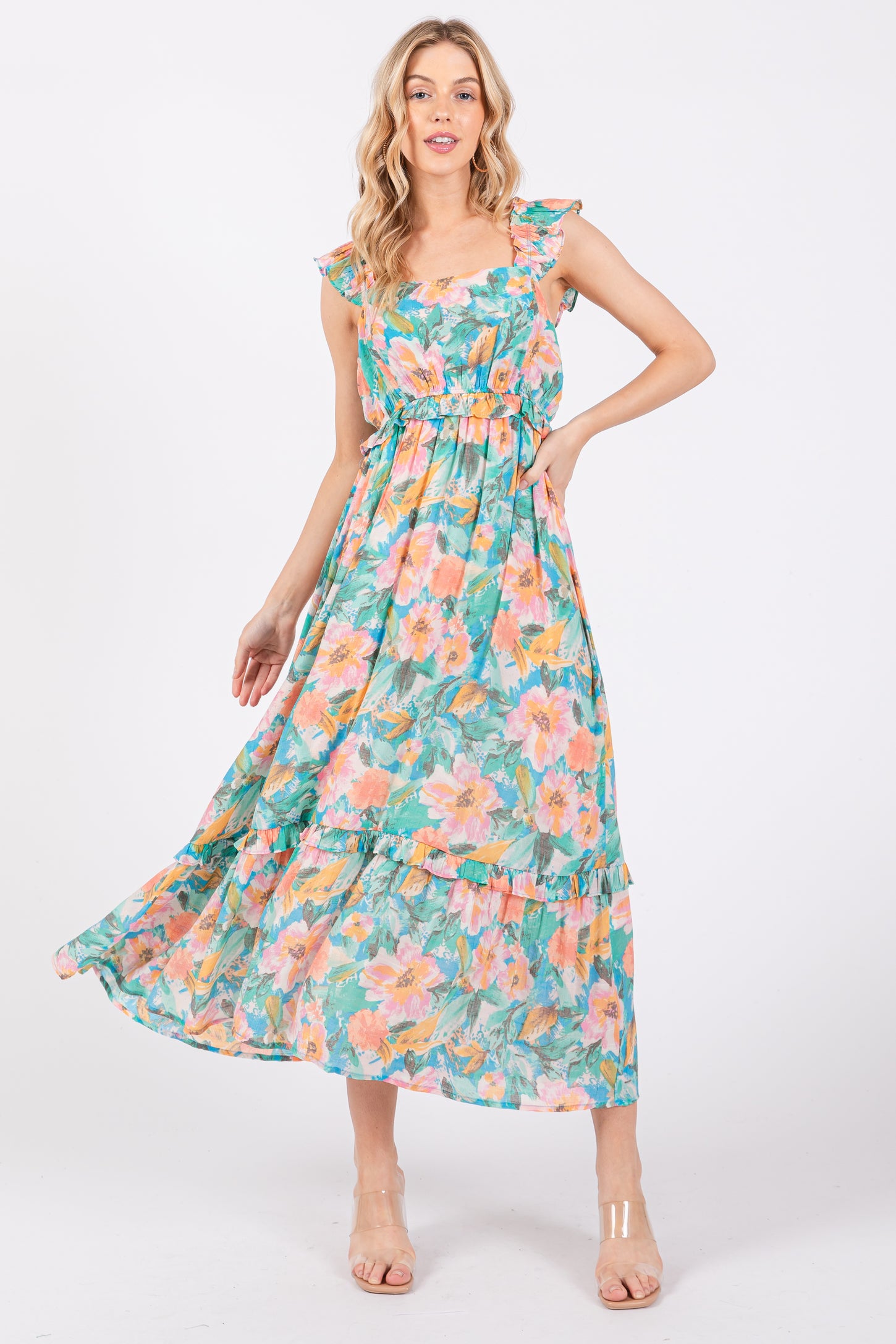 aqua watercolor maxi dress Watercolor Guest of Maxi Dress