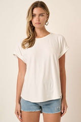 Ivory Rolled Cuff Maternity Short Sleeve Top