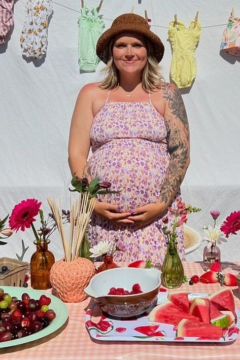 Lavender Floral Smocked Halter Flowy Maternity Maxi Dress PinkBlush Lavender Floral Smocked Halter Flowy Maternity Maxi Dress PinkBlush