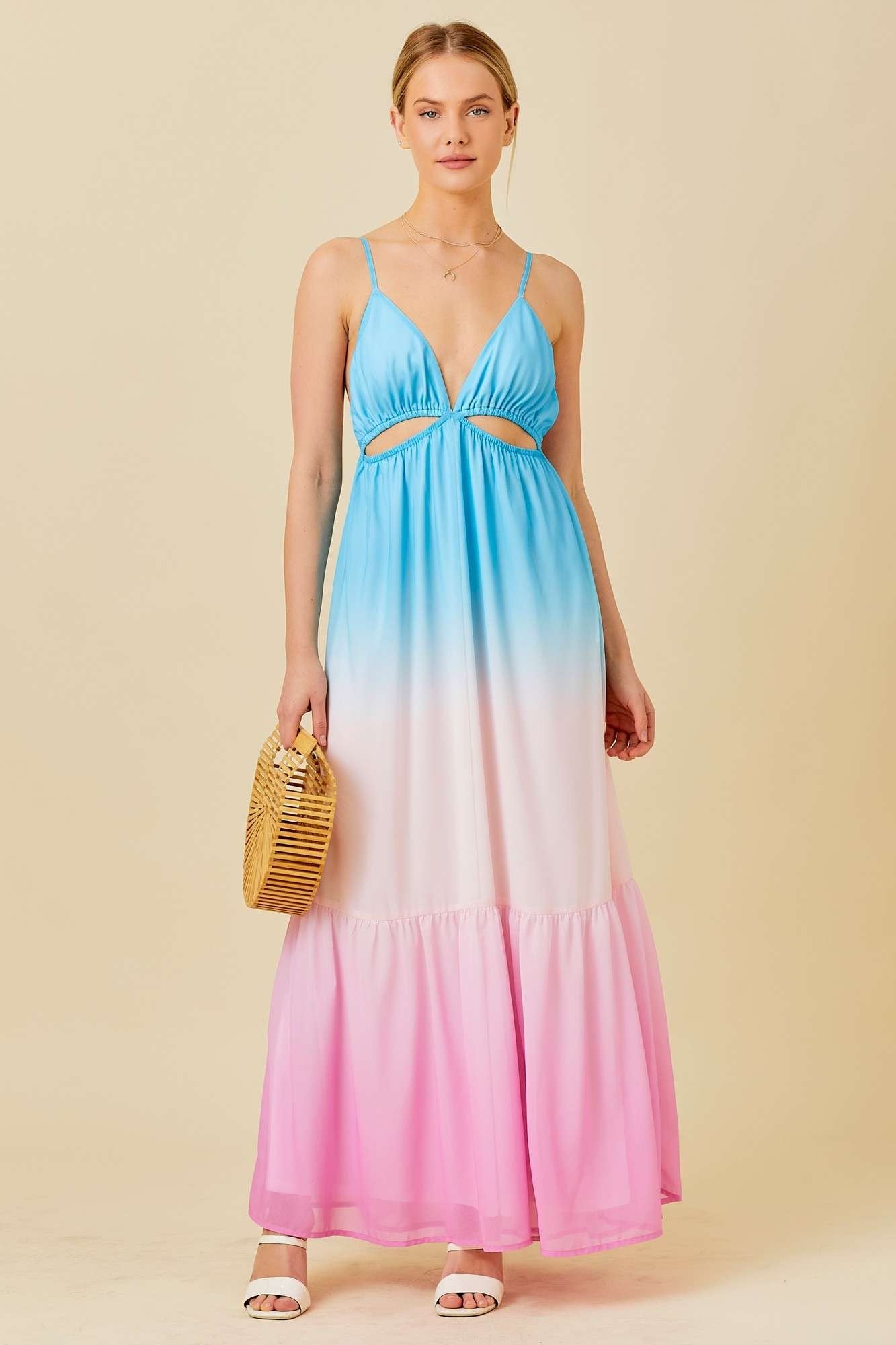 rainbow ombre maxi dress Multi Color Ombre Sleeveless Dress – PinkBlush