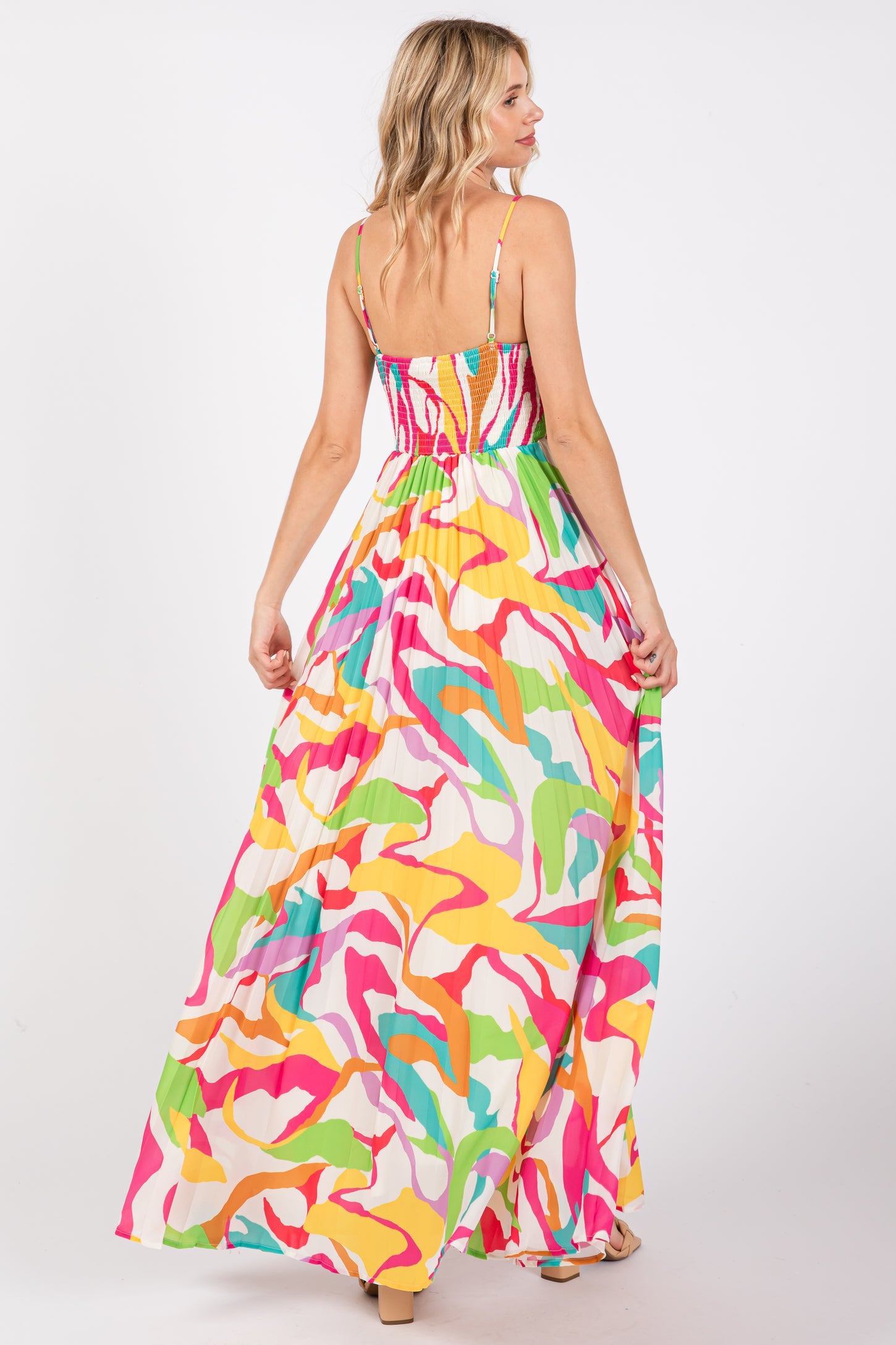 Ivory Printed Sleeveless Front Twist Maxi Dress
