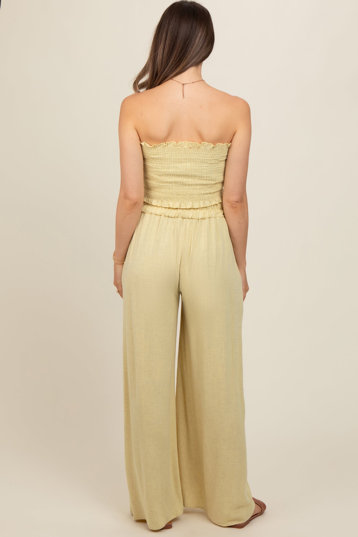 Yellow Front Tie Crop Top and Pant Maternity Set