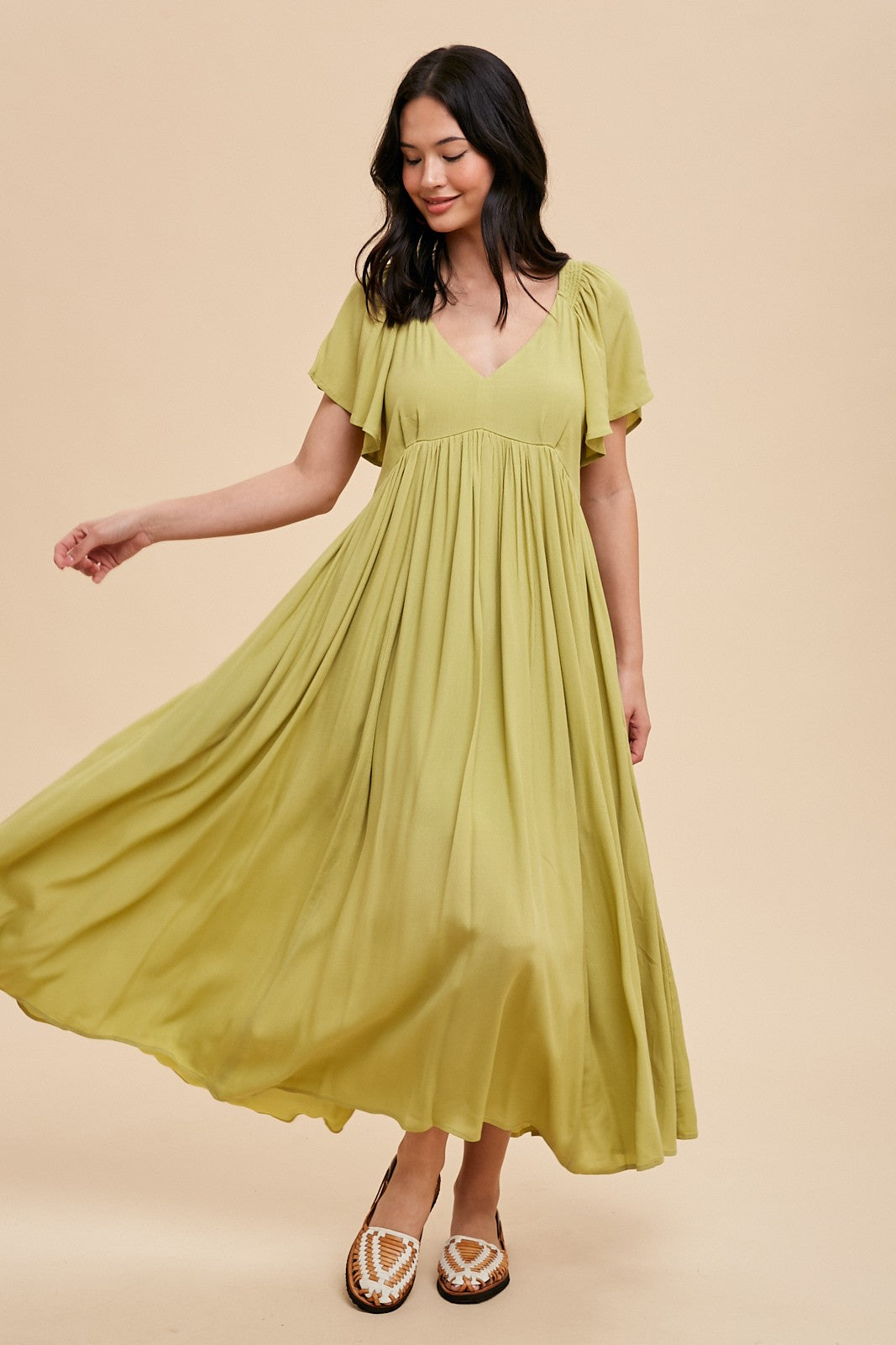light green midi dress with sleeves Mac Duggal Women's Floral Embellished Cap Sleeve Midi Dress main image 1