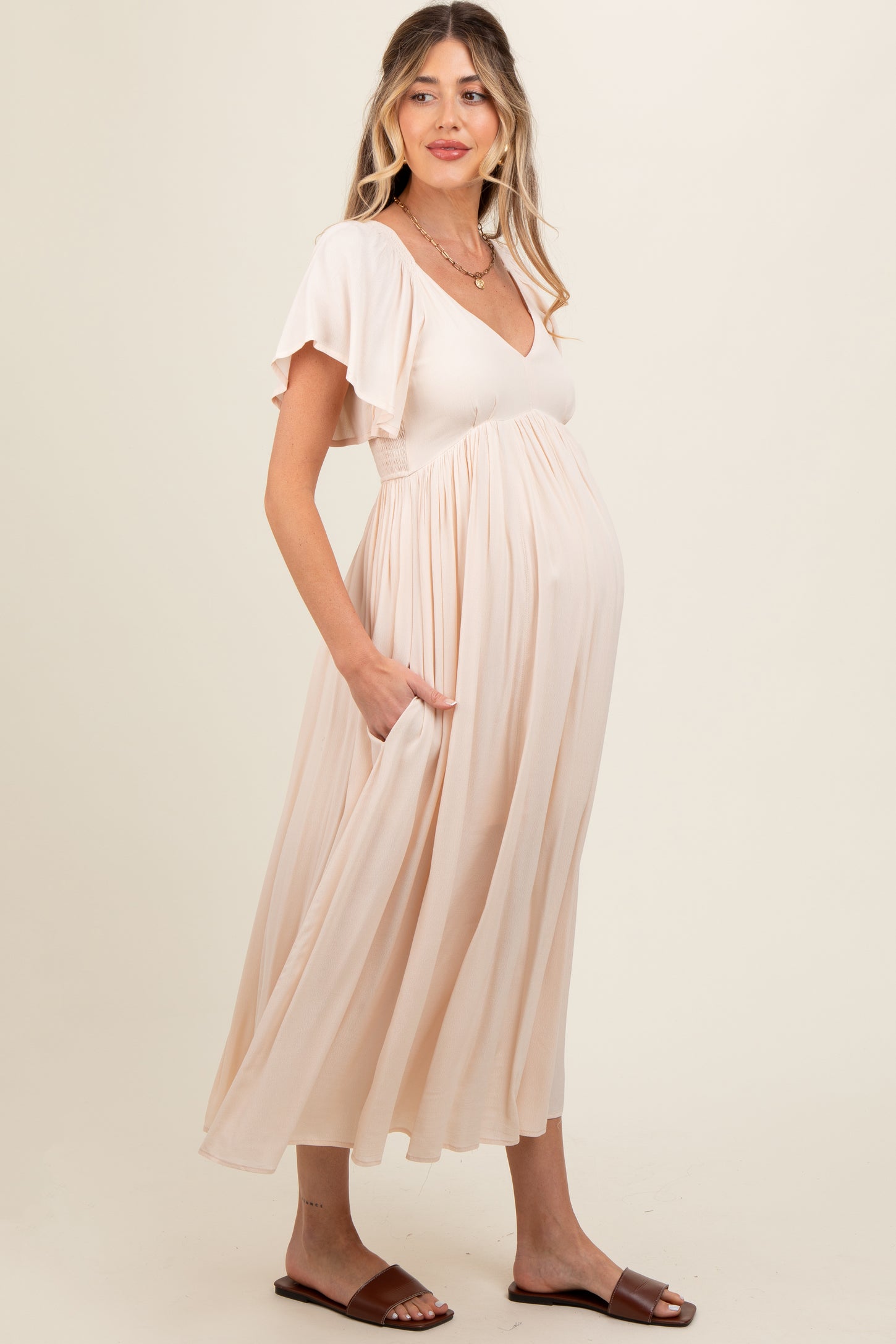 off the shoulder sweetheart maternity dress with short sleeves A-line Chiffon Off-the-shoulder Short Sleeve Lace Ruched Maternity Dress