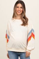 Ivory Banded Bottom Terry Maternity Pullover