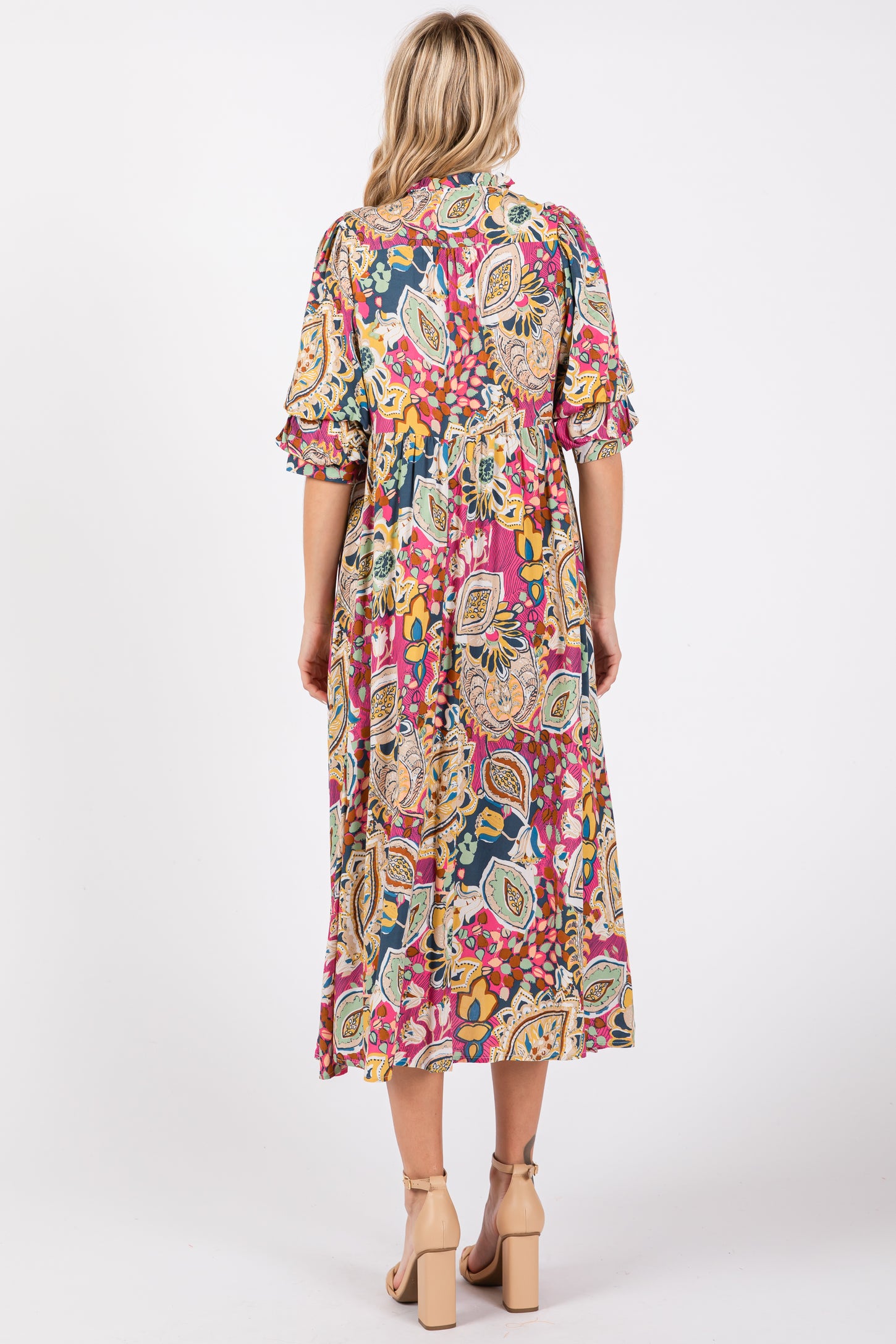 pink paisley midi dress Bubbly Personality Paisley Midi Dress Impressions Online Boutique