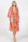 Pink Floral Paisley Metallic Striped Tie Front Cover Up