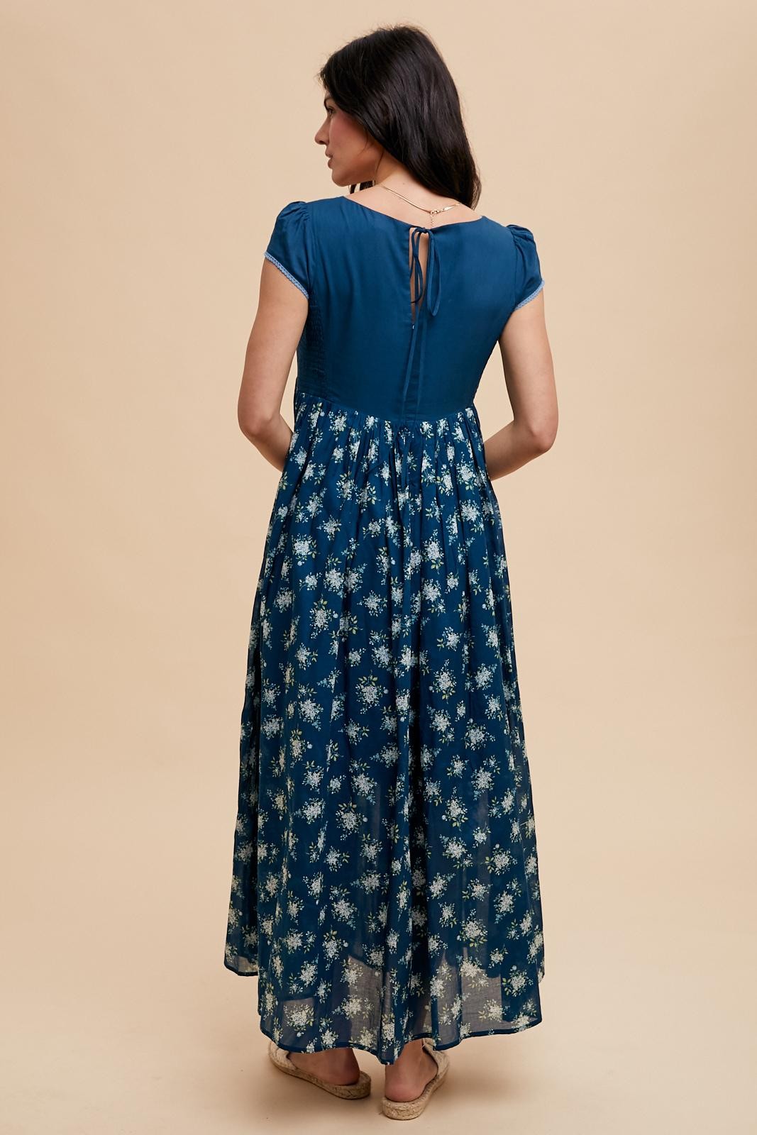 Navy Blue Floral Lace V-Neck Maxi Dress PinkBlush Navy Blue Floral Lace V-Neck Maxi Dress PinkBlush