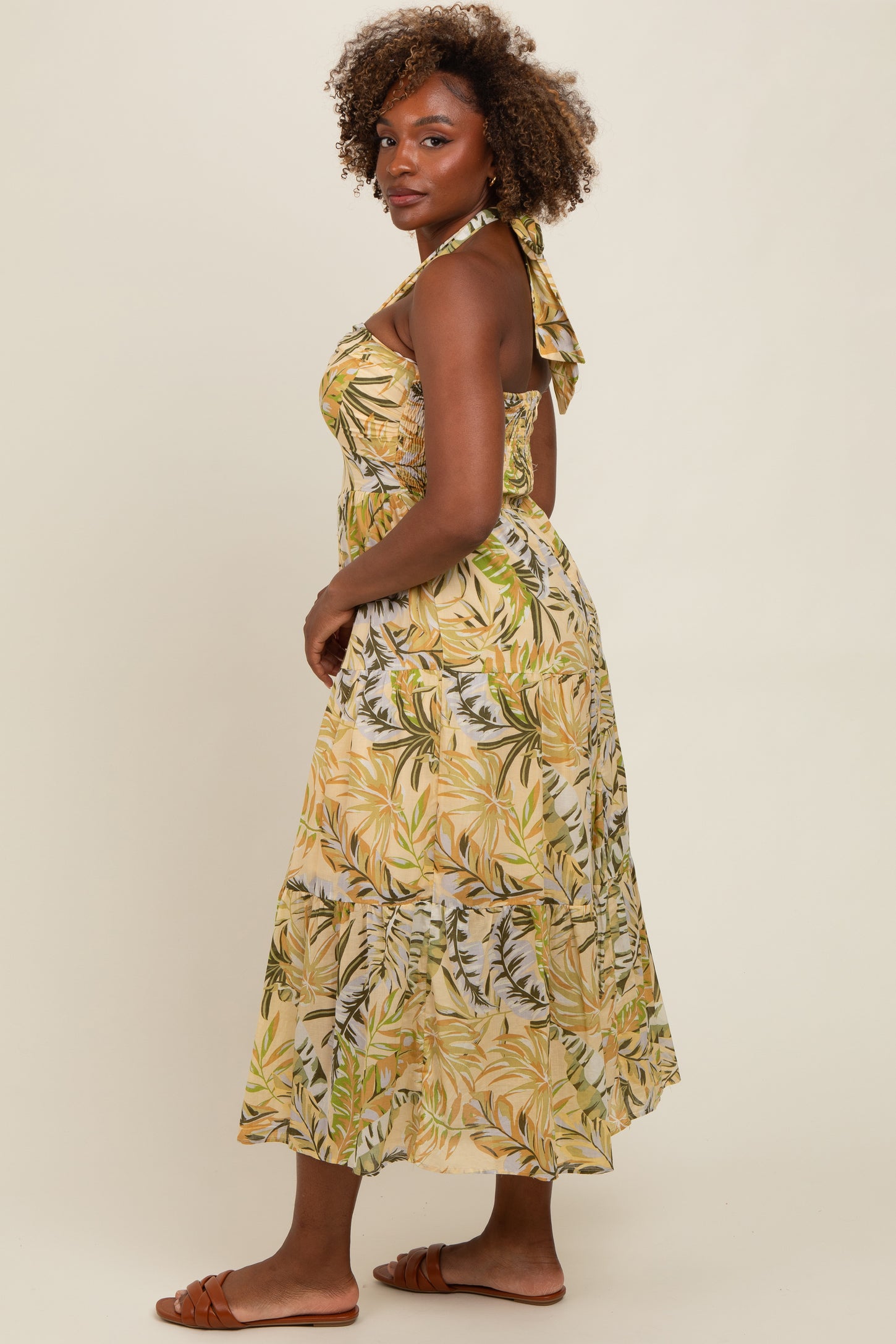 Light Yellow Tropical Halter Maxi Dress – PinkBlush Light Yellow Tropical Halter Maxi Dress – PinkBlush