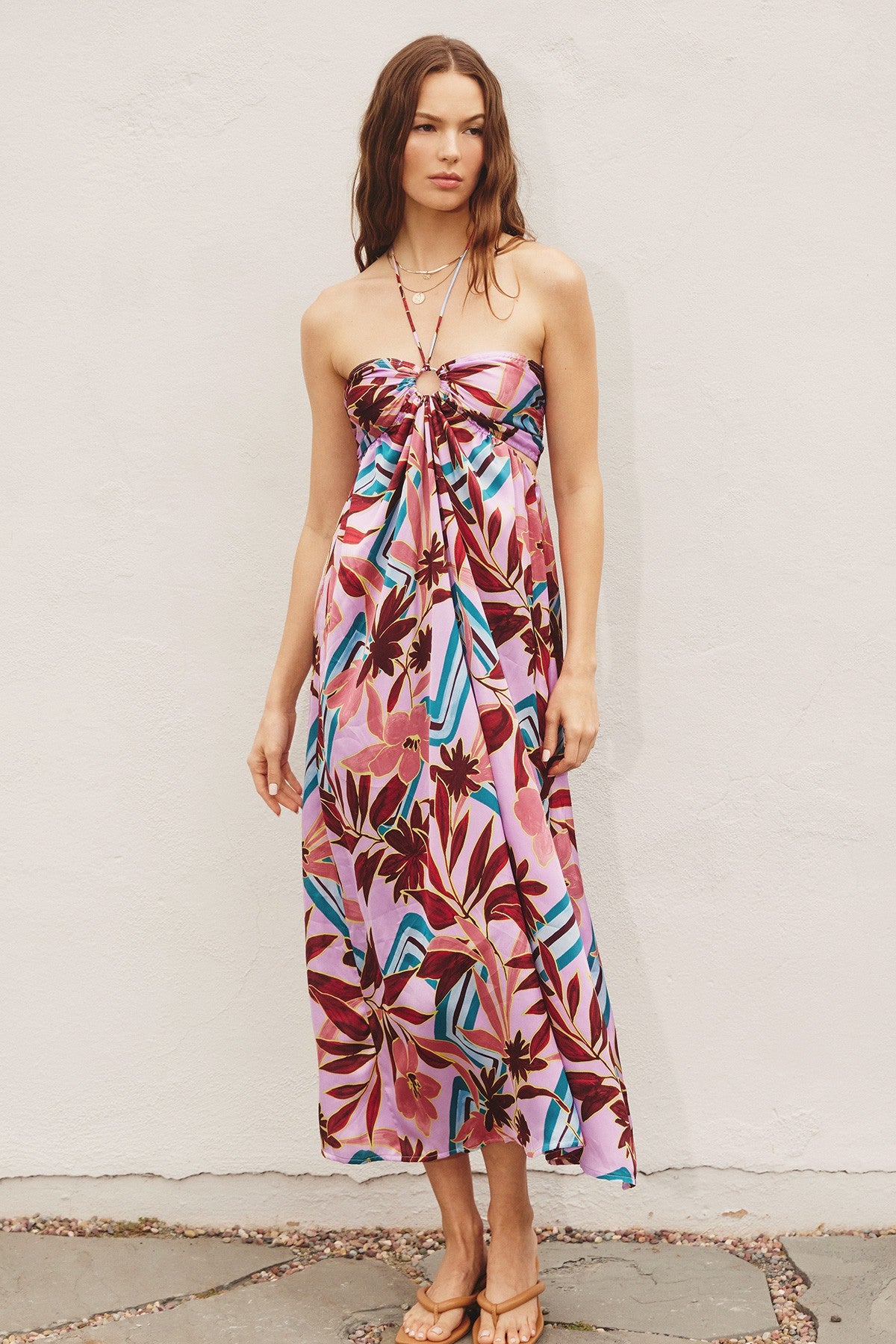 french connection white halter dress Blanca Black & White Halter-Neck Cut-Out Midi Dress With Oversized B – Club  L London