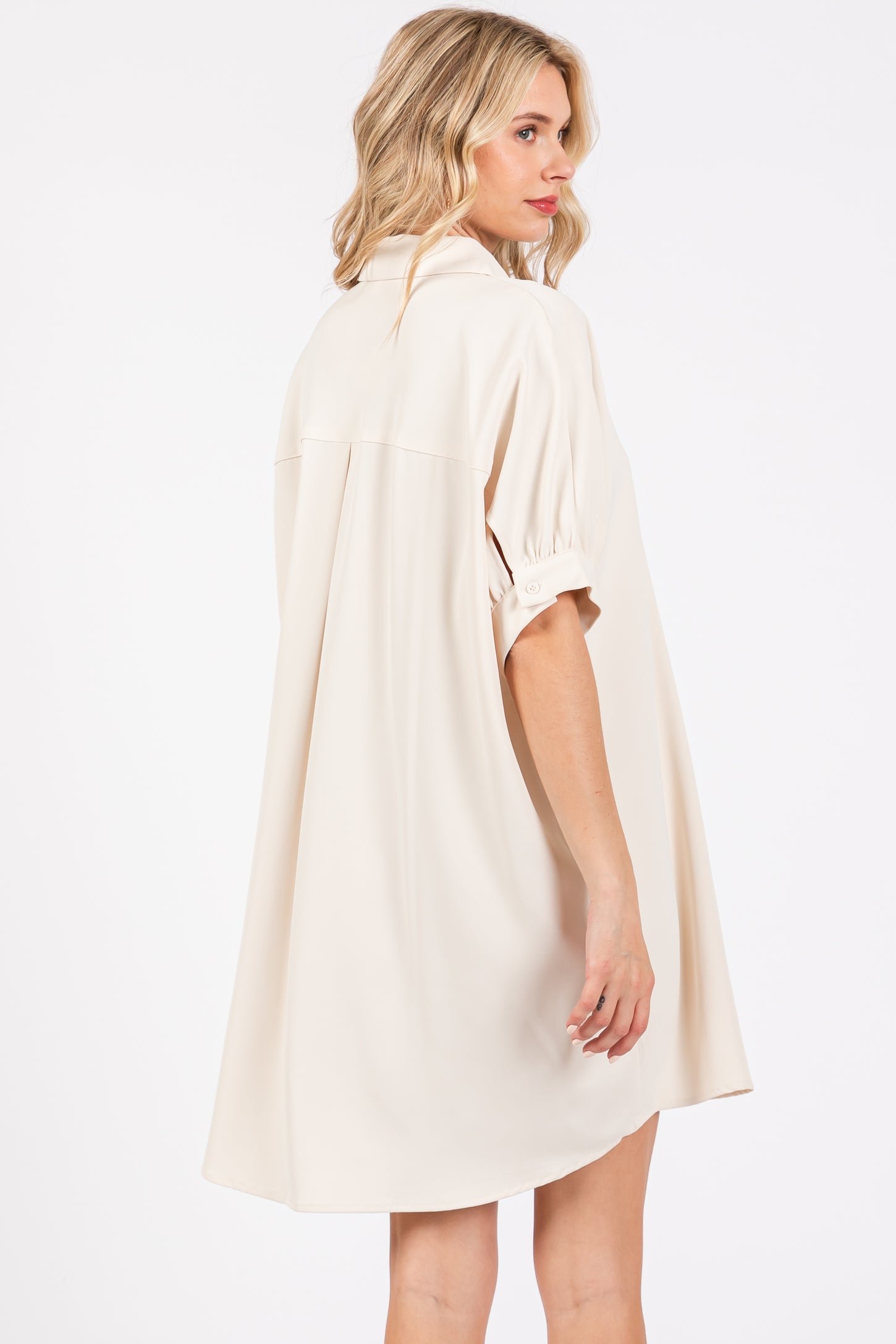 Cream Collared Button Down Shirt Dress – PinkBlush