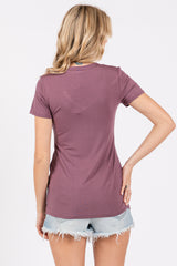 Purple V-Neck Short Sleeve Top