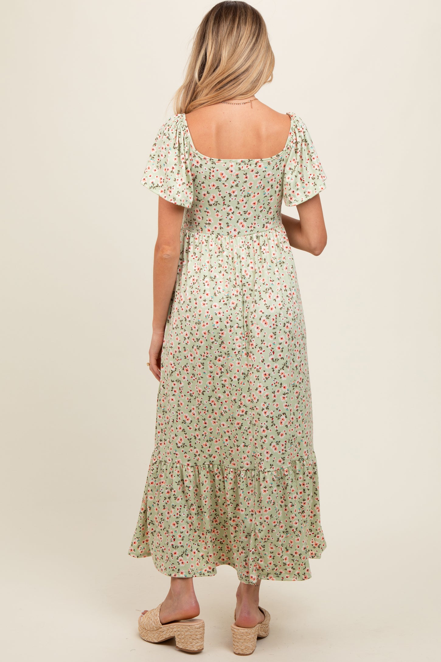 Light Green Floral Short Sleeve Maternity Maxi Dress PinkBlush Light Green Floral Short Sleeve Maternity Maxi Dress PinkBlush