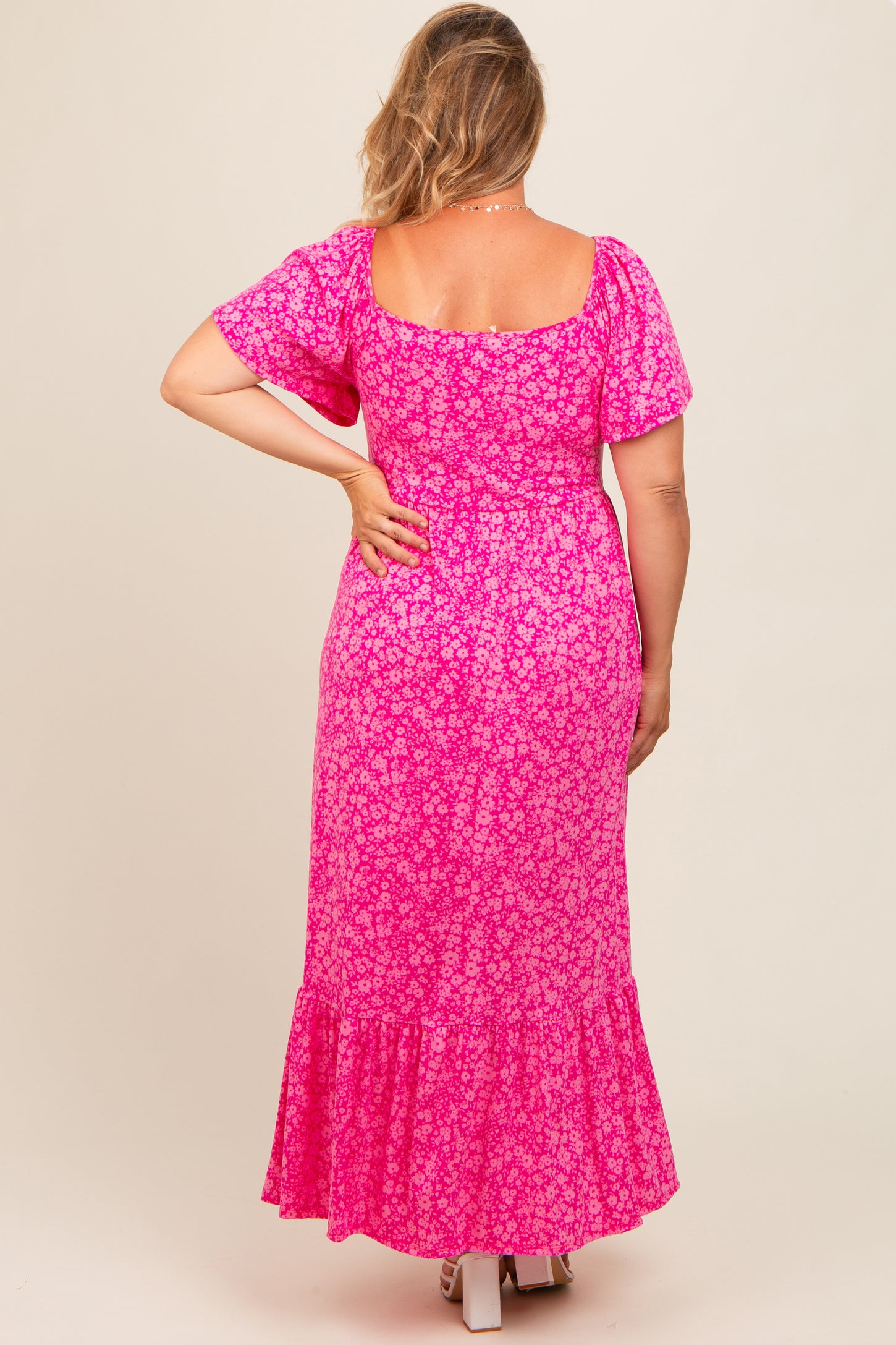fuchsia plus size maxi dress Jm Collection Plus Size Chiffon Overlay Maxi Dress Fuchsia Tulip / 1X