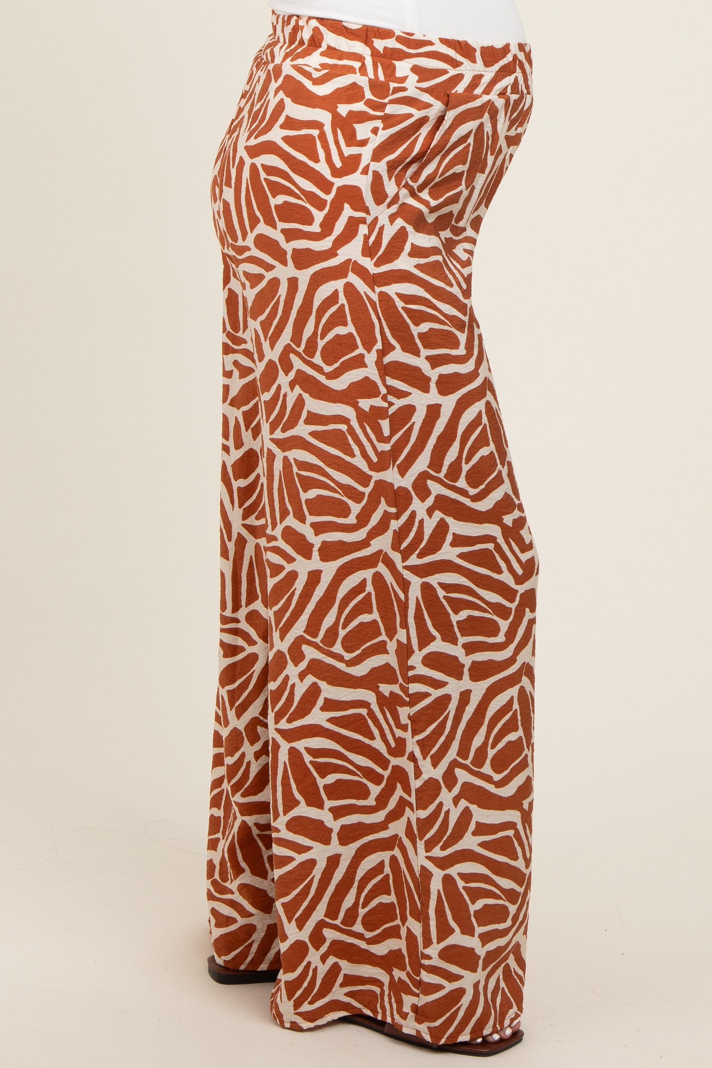 Camel Smocked Wide Leg Maternity Pants