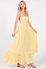 Yellow Smocked Halter Cutout Maxi Dress