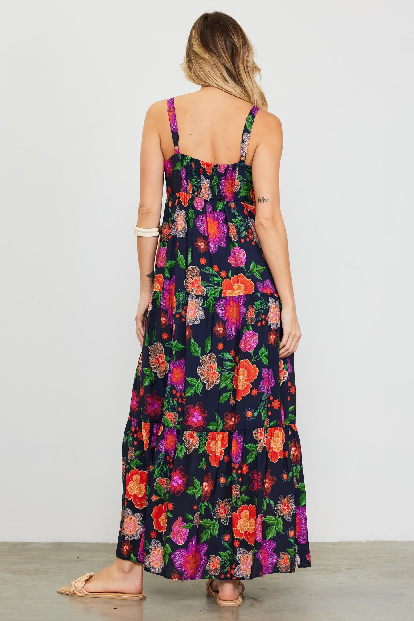 Black Floral Embroidered Maxi Dress