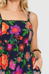 Black Floral Embroidered Maxi Dress