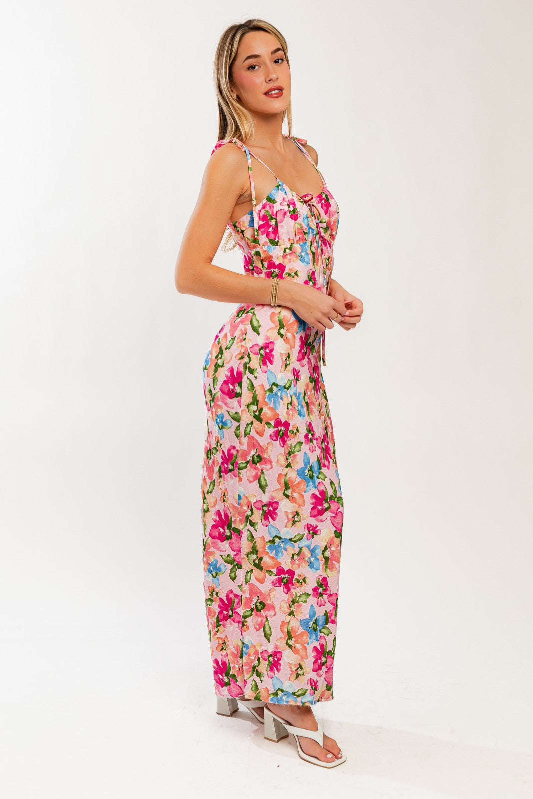 floral tie maxi dress The Isabel Floral Tie Back Maxi Dress small / MistyRose