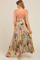 Pink Tropical Print Maternity Maxi Dress