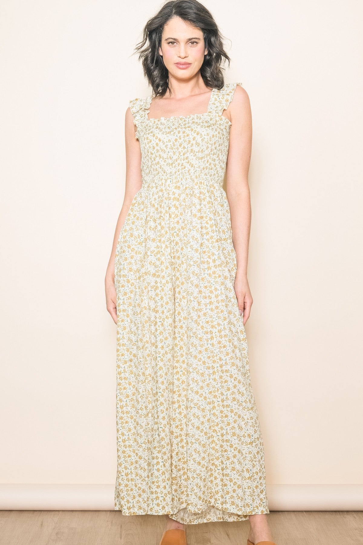 Cream Floral Flowy Jumpsuit