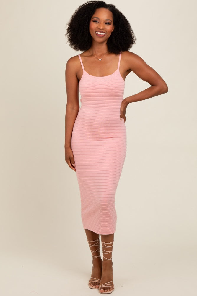 Pink Fitted Spaghetti Strap Maternity Midi Dress PinkBlush Pink Fitted Spaghetti Strap Maternity Midi Dress PinkBlush