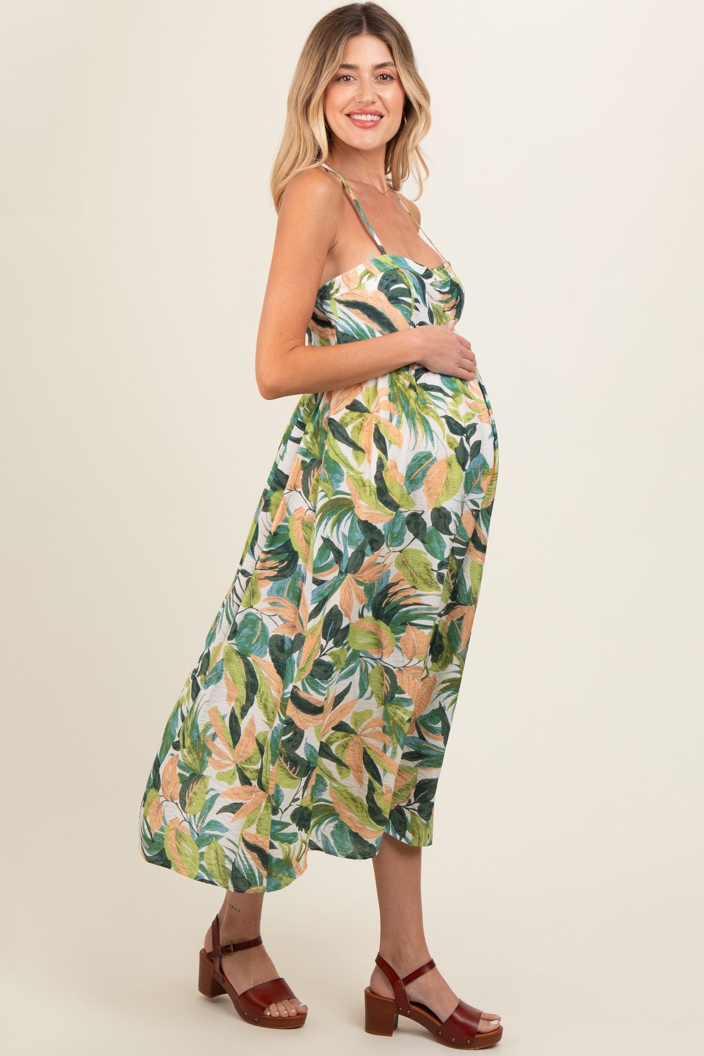 green leaf maternity dress BASIL LEAF COTTON MATERNITY