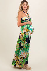 Green Floral Cutout Maternity Maxi Dress