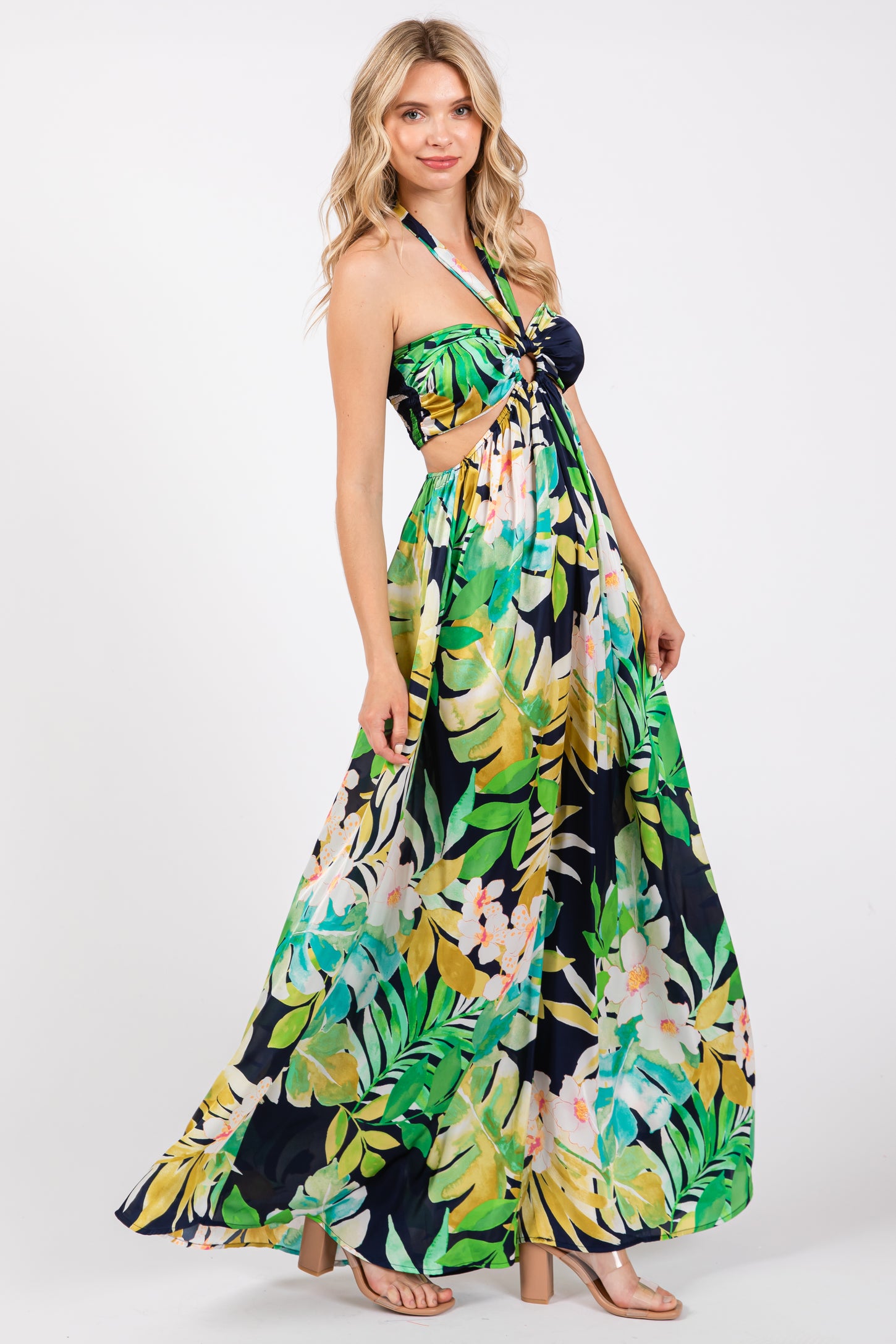 green floral cut out dress Green Floral Dress - Cutout Lace Dress - Lacy Mesh Maxi Dress