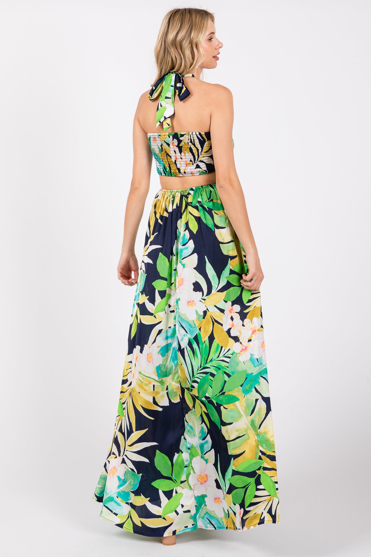 Green Floral Cutout Maxi Dress PinkBlush Green Floral Cutout Maxi Dress PinkBlush