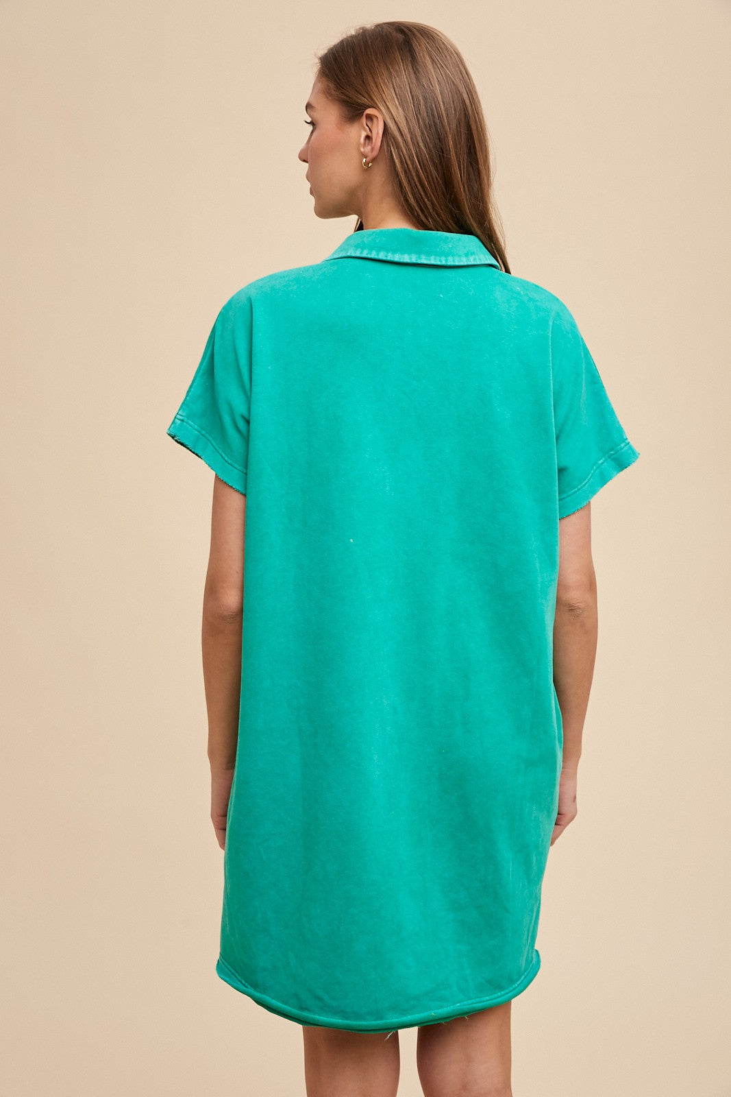 Green Mineral Washed French Terry Dress PinkBlush Green Mineral Washed French Terry Dress PinkBlush