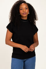 Black Mock Neck Knit Top