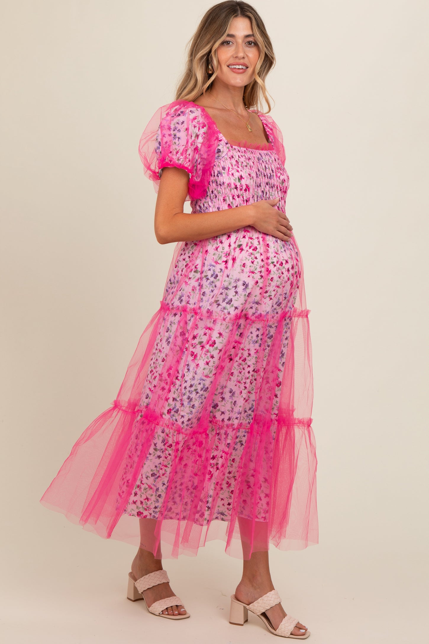 pink tulle maternity dress J & L Designs | Tulle Maternity Dress