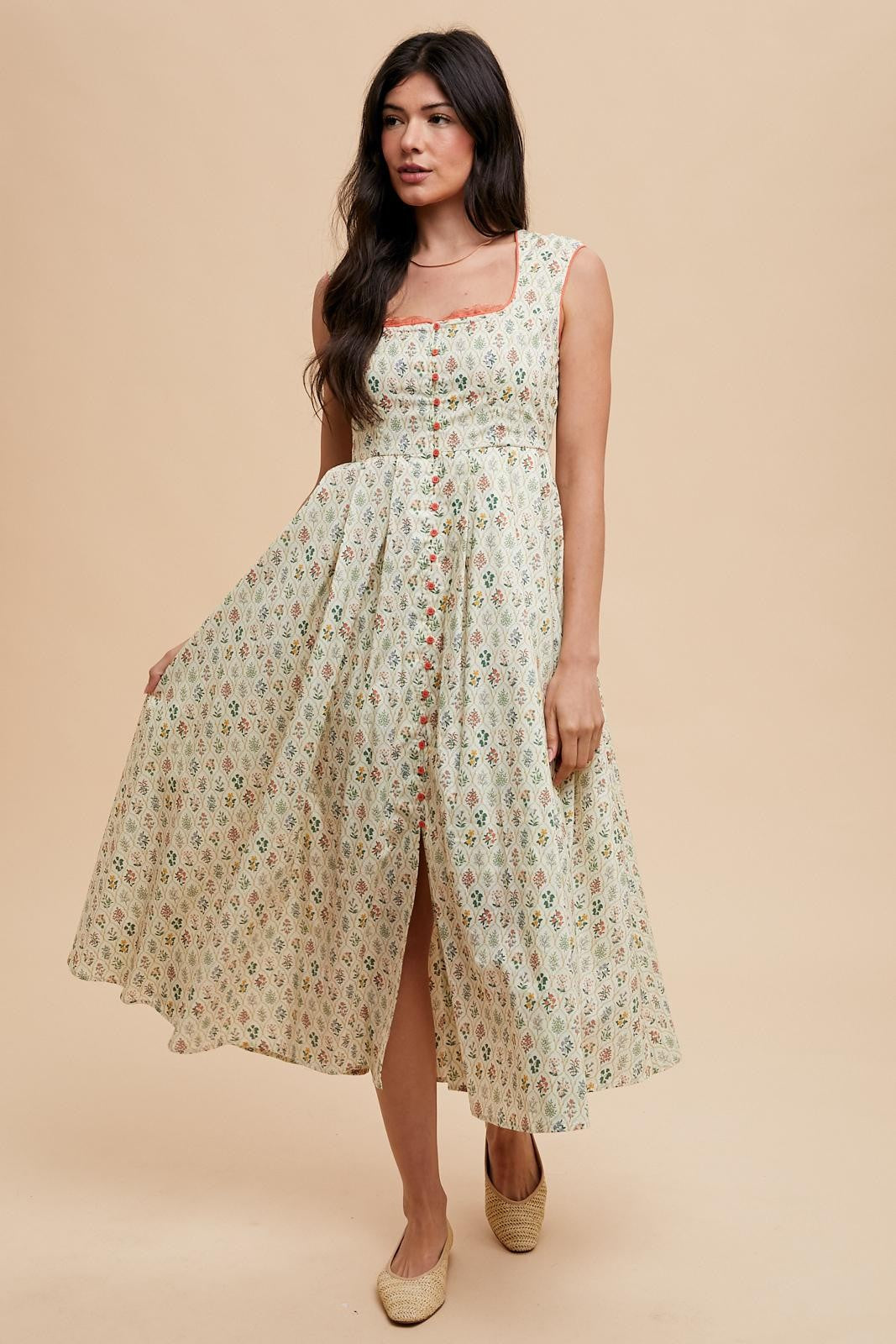Cream Floral Button Front Sleeveless Maternity Maxi Dress – PinkBlush