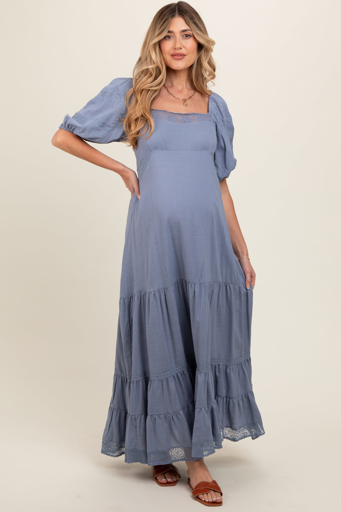 pink blue maternity dress PinkBlush Printed Fitted The PinkBlush Light Blue Ruched One Shoulder Maternity Dress is perfectly bump Jewel Block Maternity Dress Eclipse