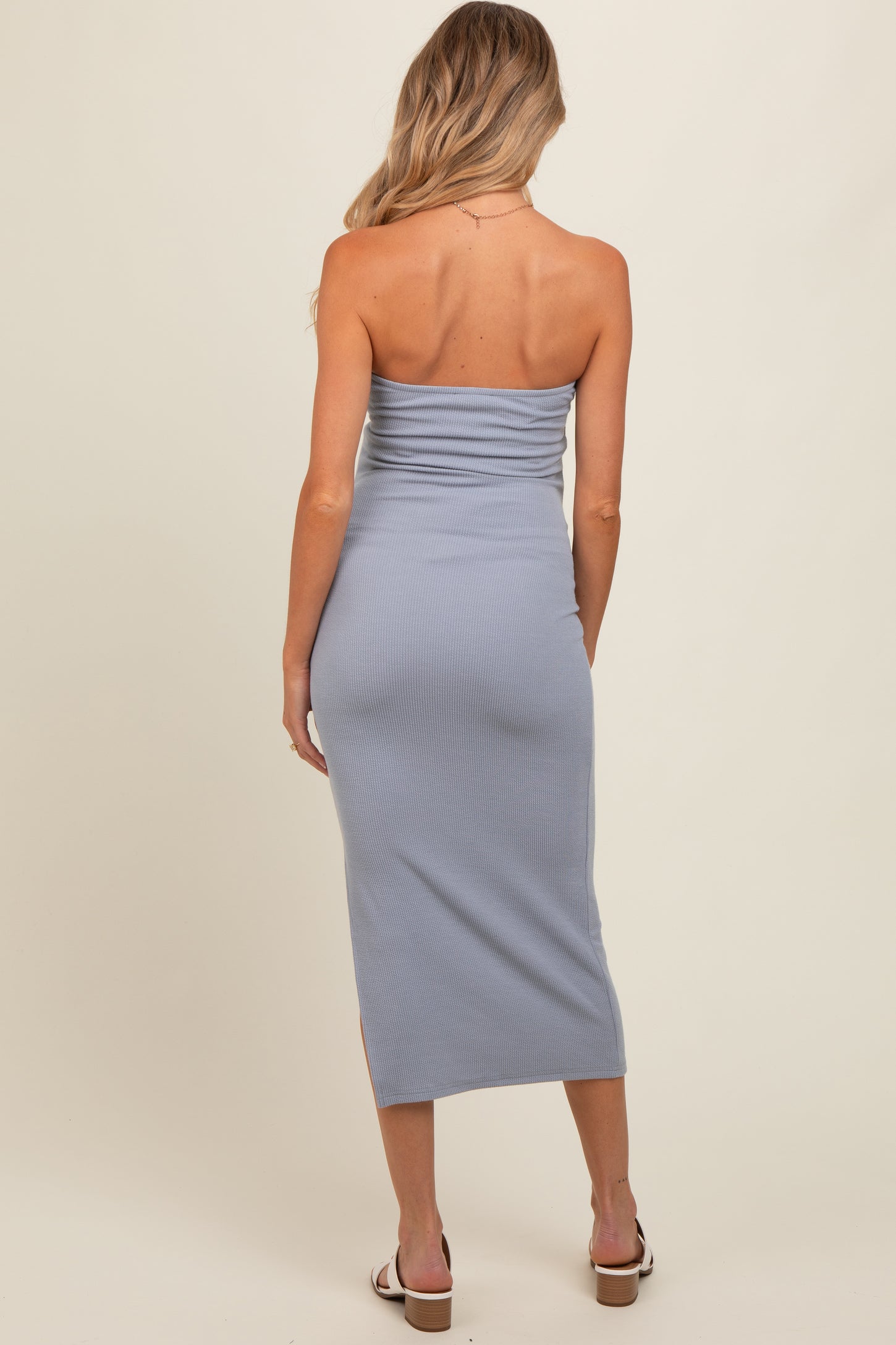 Light Blue Strapless Twist Maternity Dress Light Blue Strapless Twist Maternity Dress