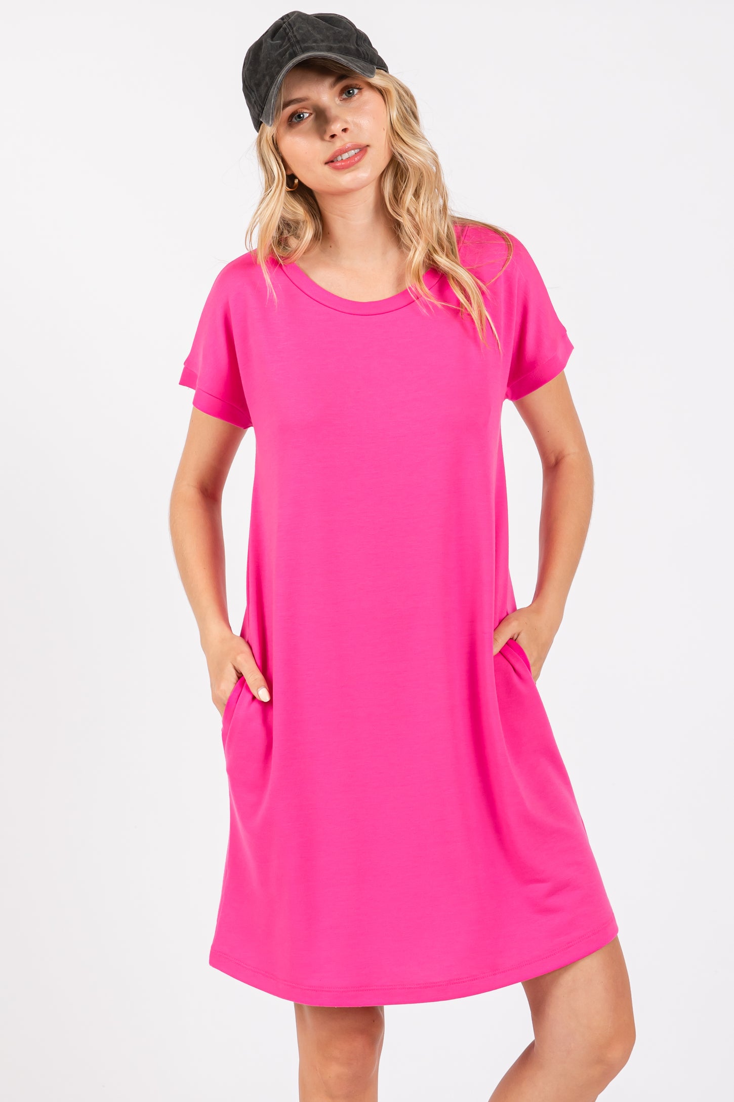 Hot Pink Short Sleeve T-Shirt Maternity Dress PinkBlush Hot Pink Short Sleeve T-Shirt Maternity Dress PinkBlush