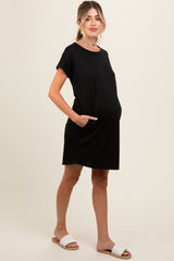 Black Short Sleeve T-Shirt Maternity Dress