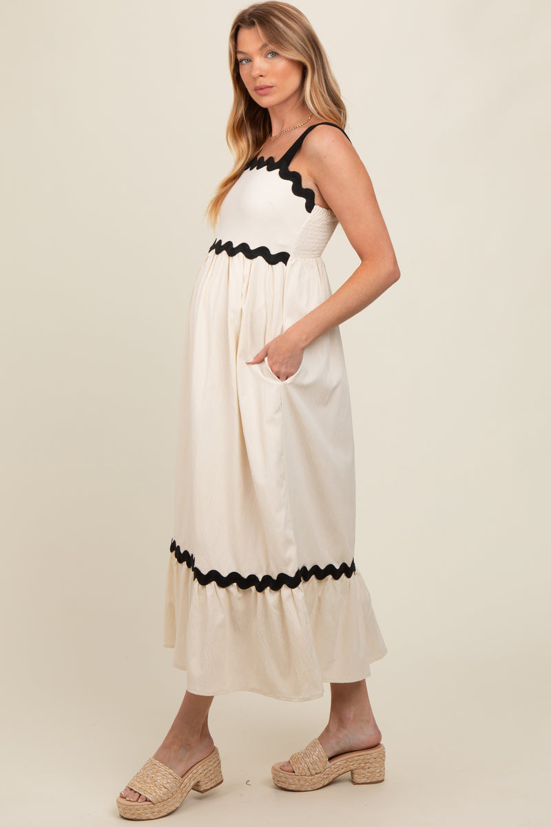 Cream Contrast Trim Maternity Maxi Dress – PinkBlush