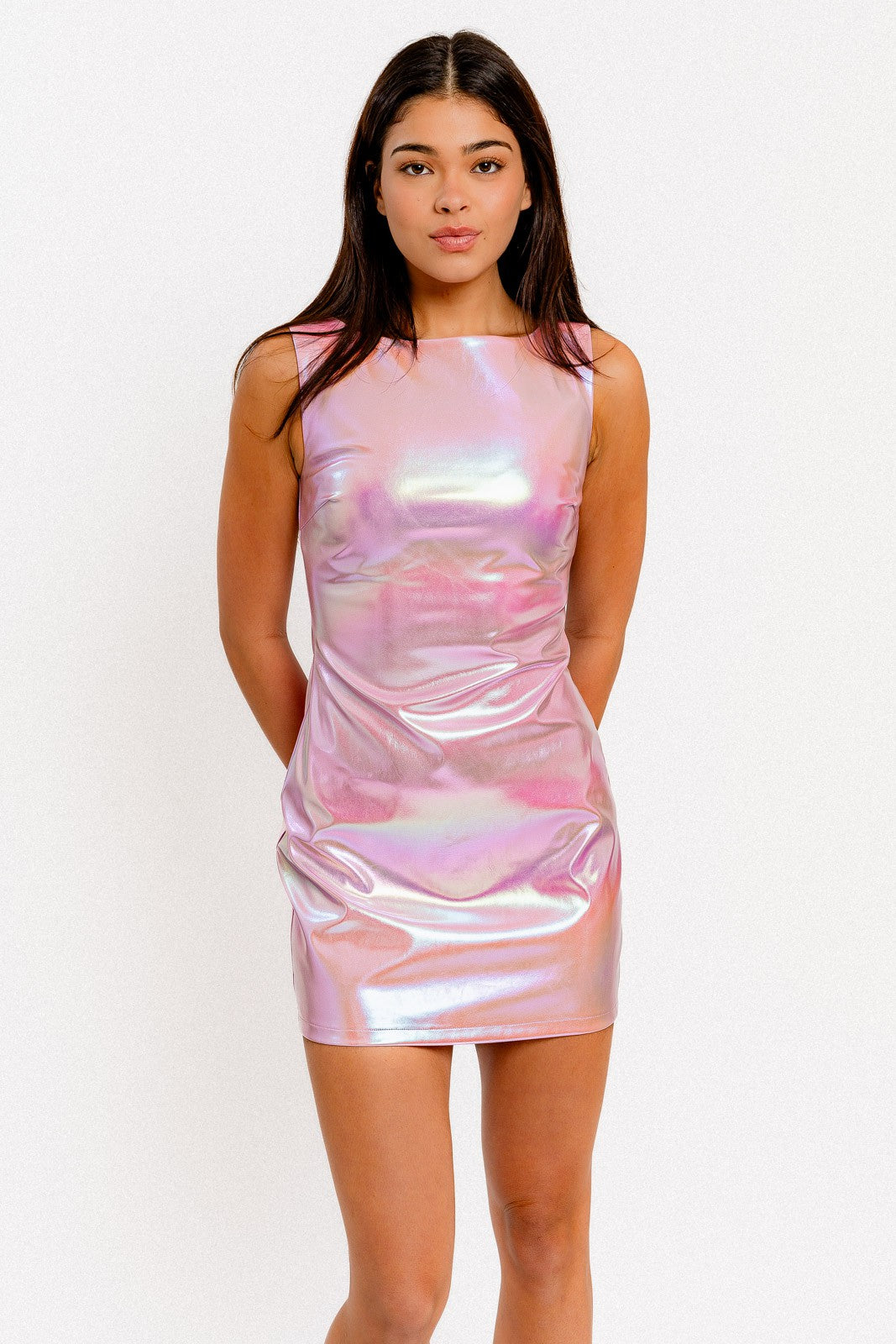 Baby Pink Boat Neck Sleeveless Mini Dress PinkBlush Baby Pink Boat Neck Sleeveless Mini Dress PinkBlush