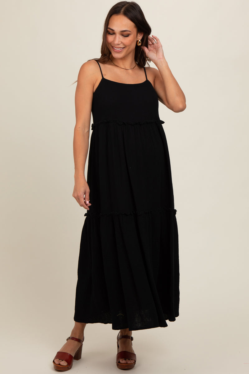 black gauze maxi dress Black Latin - Rhythm Dress | Pink Accents