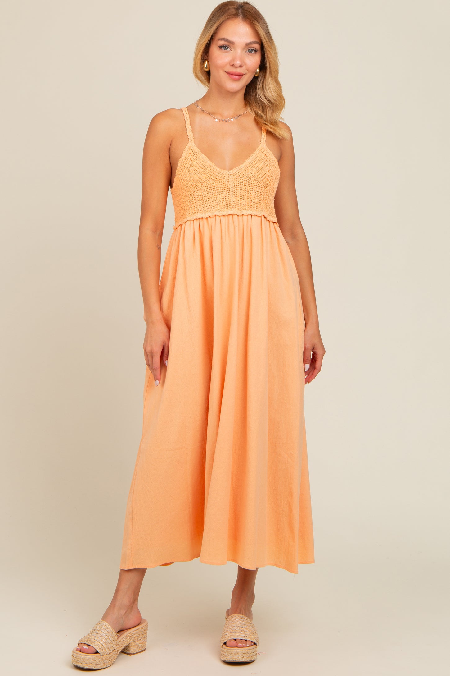 v neck crochet midi dress JUST ME WOMEN'S SLEEVELESS V-NECK CROCHET BODYCON MAXI DRESS 2S-2M-2L