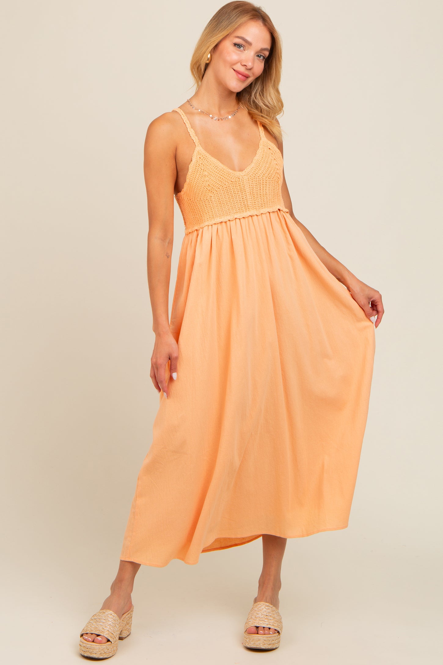 crochet v neck midi dress Womens Sosandar Blue Crochet V-Neck Midi Dress With Gold Shell Detail US 14
