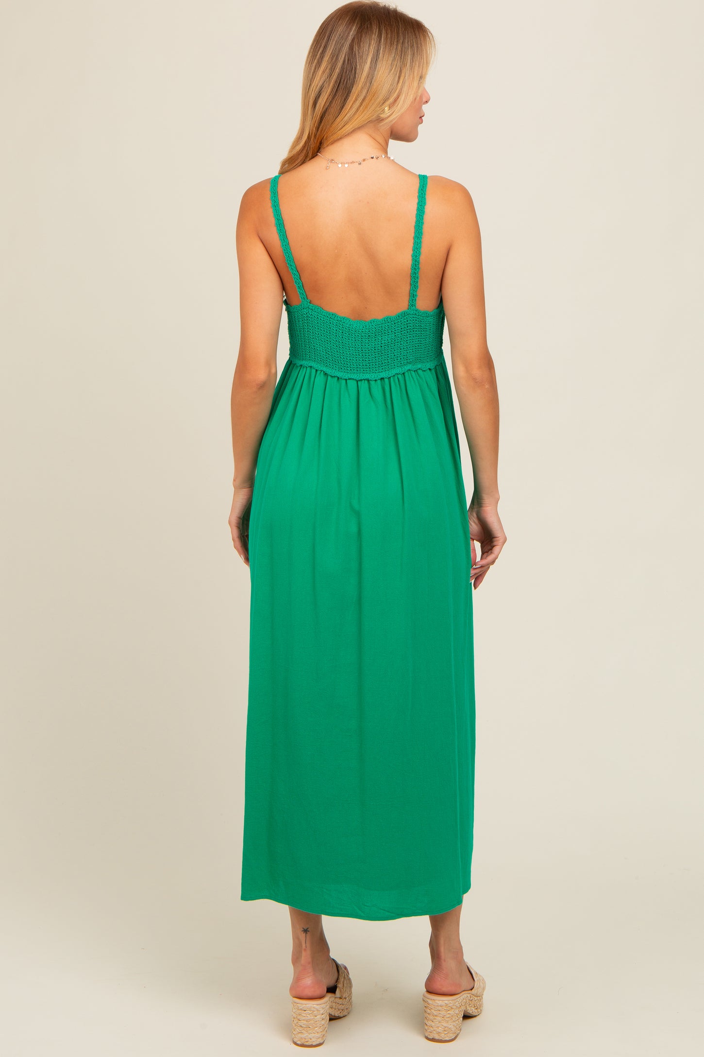 crochet v neck midi dress Helsi Amelia V-Neck A-Line Crochet Midi Dress