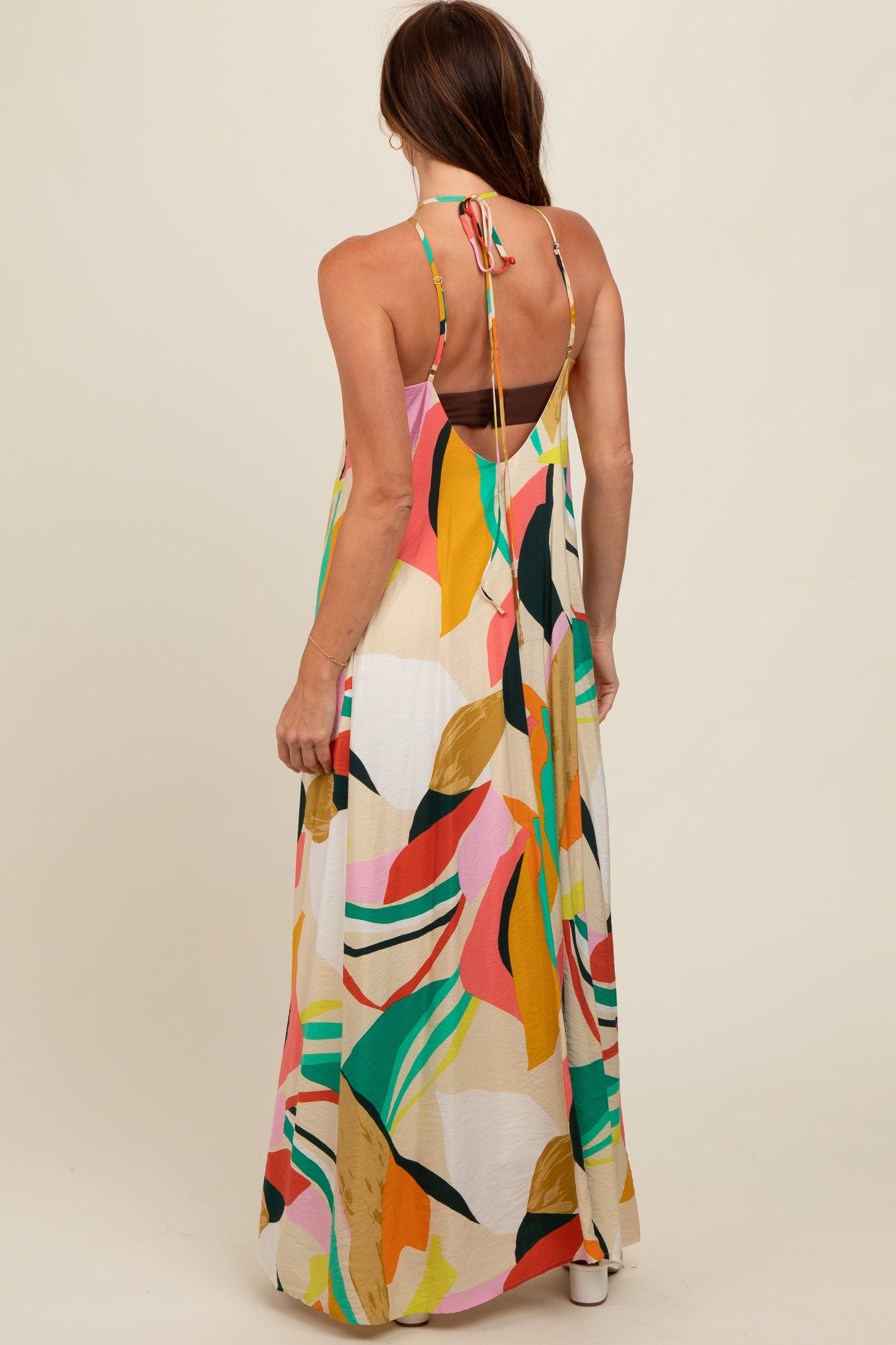 multicolor halter dress Multicolor Shimmer Halter Dress - Multi