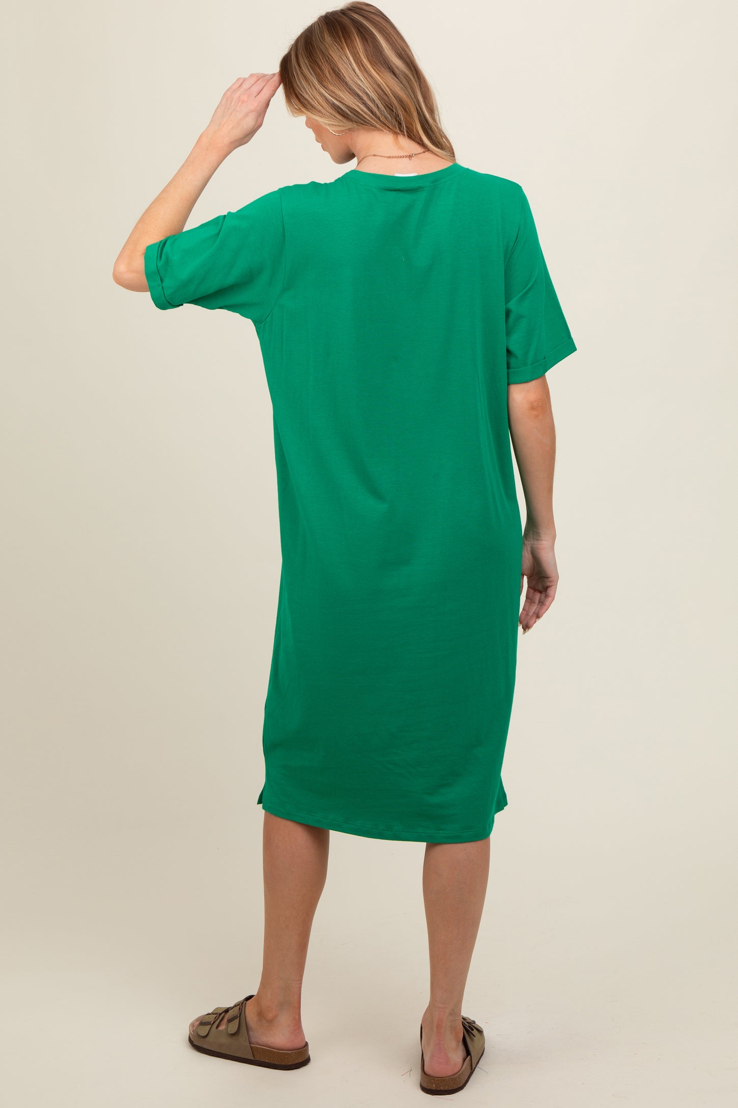 Green Oversized Round Neck T-Shirt Maternity Dress PinkBlush Green Oversized Round Neck T-Shirt Maternity Dress PinkBlush